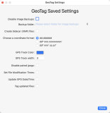 Geotag settings window