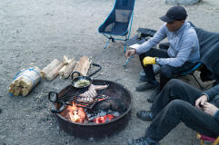 Steaks on the fire for Chris and Jag